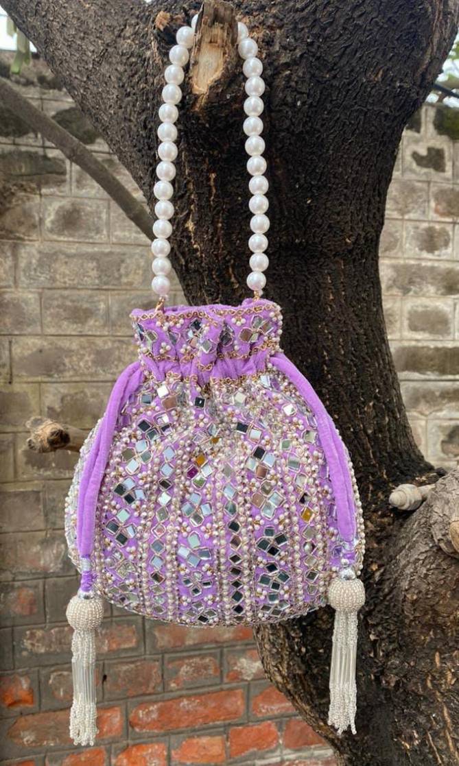 Wedding Wear Pearl Handle And Mirror Work Potli Bag Wholesale  Suppliers In India
